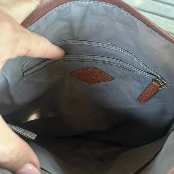 Fossil Vintage Brown Leather Small Medium Crossbody Bag Purse - Picture 5 of 9